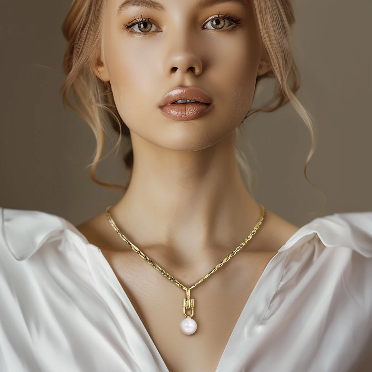 

Pearl Pendant Metal Chain Collarbone Necklace