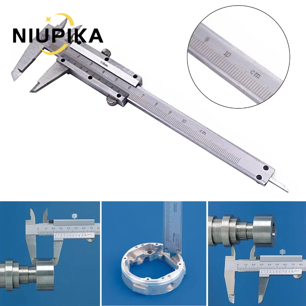 NIUPIKA 전문 스테인리스 스틸 버니어 켈리퍼, 정밀 측정용, 크롬 도금 경화, 잠금 나사 포함, 0-100mm