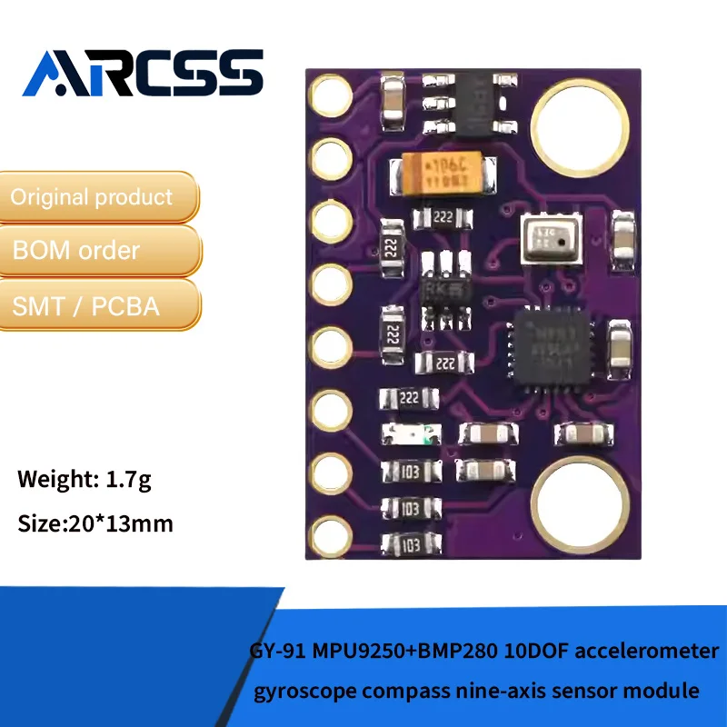 GY-91 MPU9250 + BMP280 10DOF وحدة استشعار بوصلة جيروسكوب التسارع