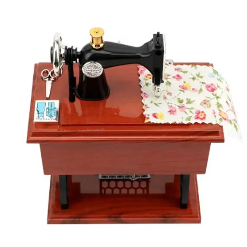 Vintage Sewing Machine Music Box Home Desktop Decoration Bedroom Living Room Small Ornament Sewing Machine Model