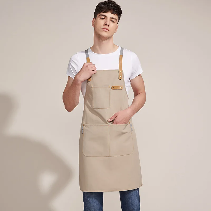 Canvas Apron Cross-type Adjustable Strap Apron Kitchen Fashion Bakery Snack Room Florist Barber Art Tooling Uniform Chef Apron