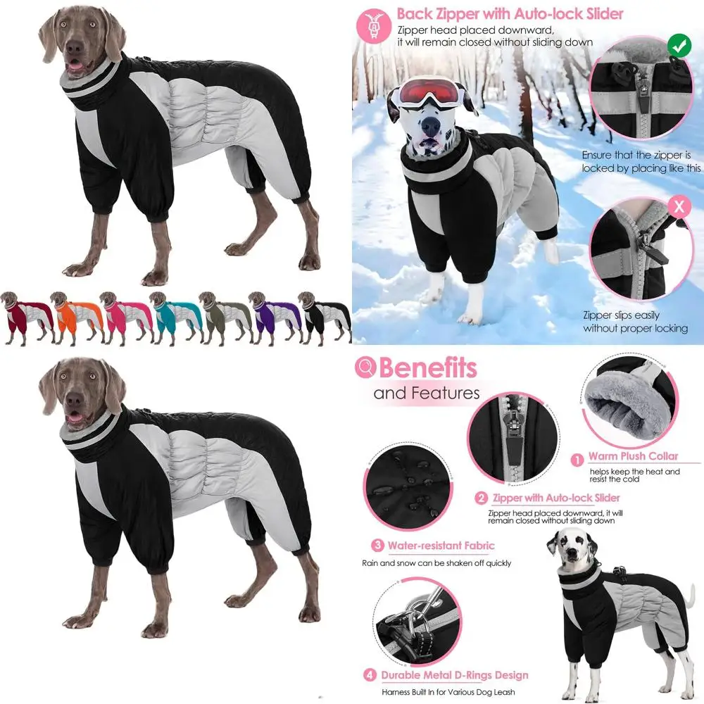 

Теплая зимняя куртка для собак со светоотражающими элементами и встроенной шлейкой, подходит для мелких и крупных питомцев