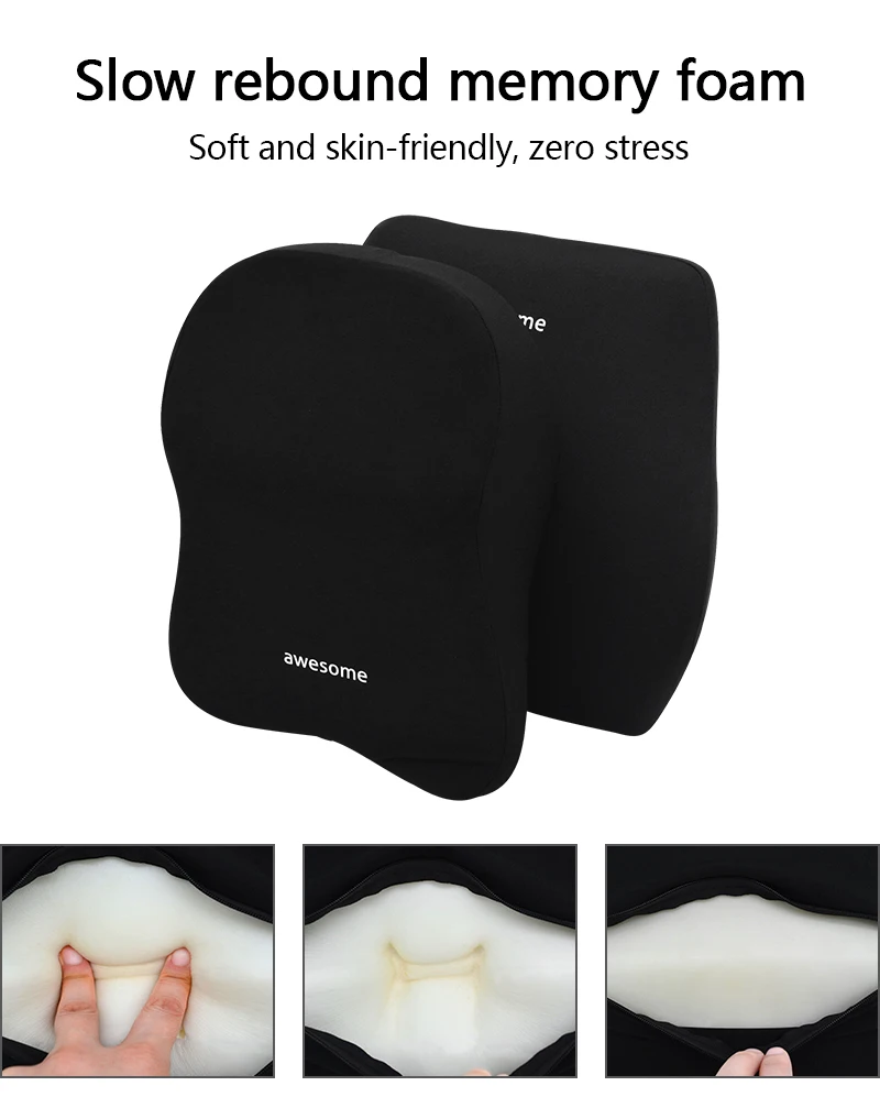 Auto Lendenwirbel Rückenstütze Kopfstütze Nackenkissen Memory Foam Lendenkissen Universal Weiche Nackenkissen Kissen Autositzkissen – Detail 8