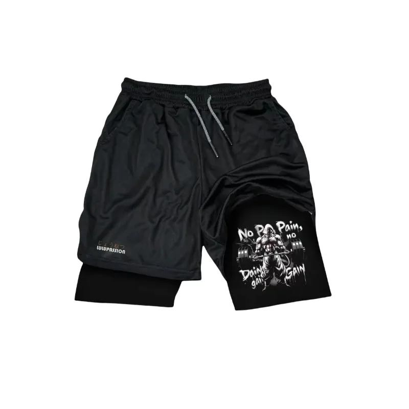 Pantaloncini sportivi Dragon Ball 2025 Majin Buu con logo M e stampa di personaggi anime Vestibilità ampia Tessuto ad asciugatura rapida Vita Stile streetwear