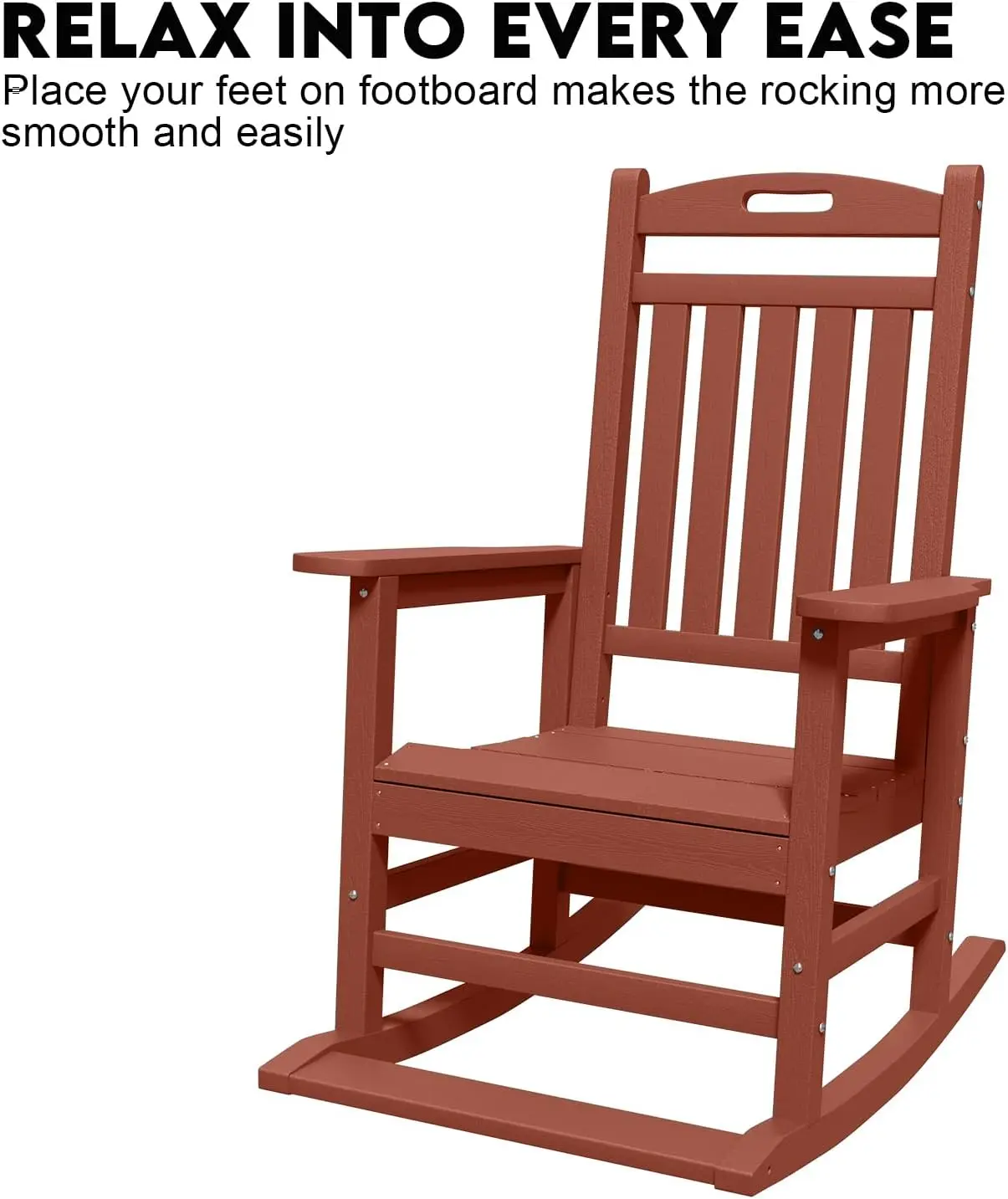 كراسي هزازة خارجية HDPE مناسبة لجميع الأحوال الجوية مع مسند للقدمين للبالغين، تجميع جهد، هزازات فناء الشرفة