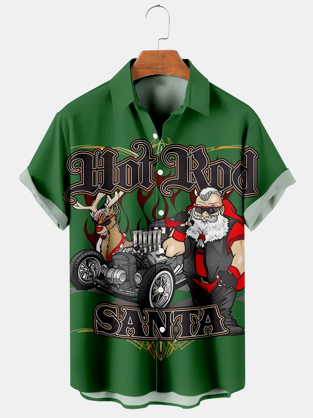 

New Anime Santa Claus Funny Men's Shirts Printing High-Quality Men's Clothing Short Sleeve Holiday Party Hawaiian Shirts Blouse