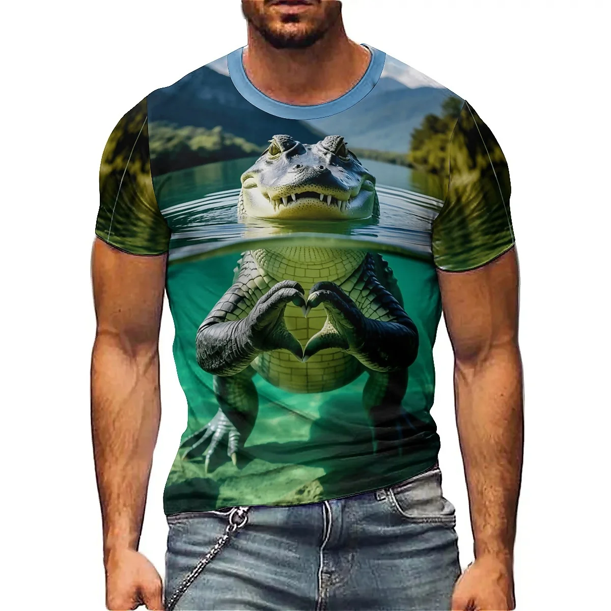 

2026 New Funny Pattern Men's 3D Printed Short-Sleeve T-Shirt - Men's All-Over Print Smooth Top