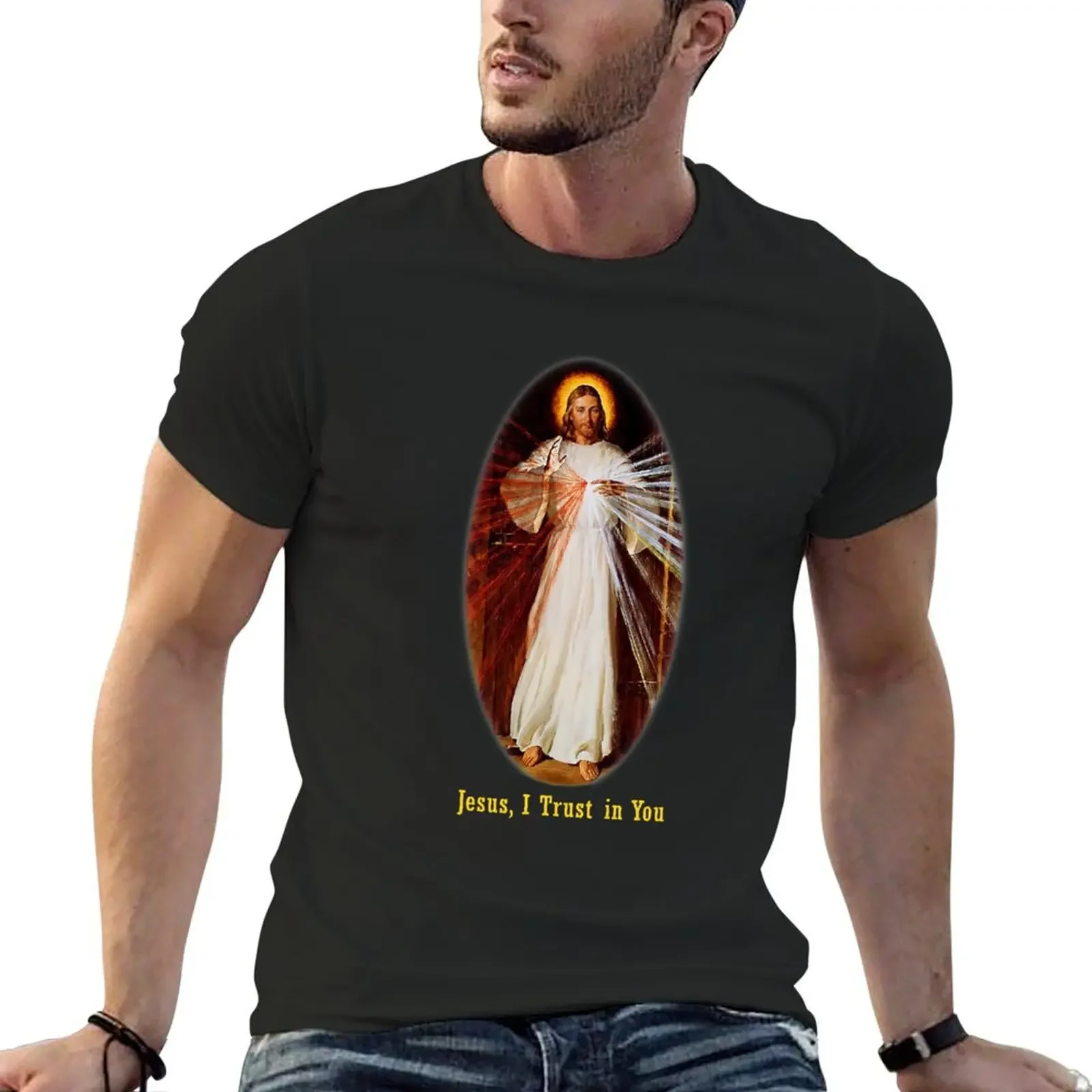 Divine Mercy Jesus I trust in You T-Shirt plain anime stuff quick-drying new edition mens t shirts top quality