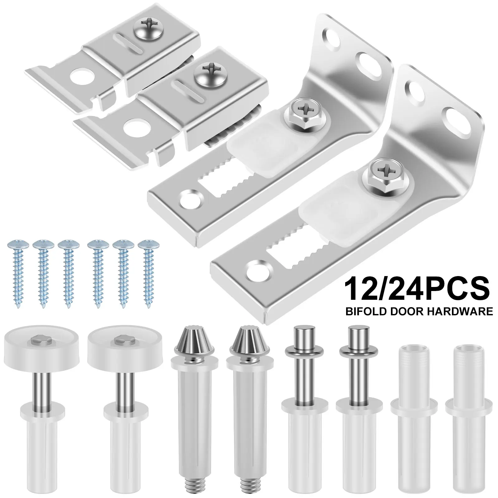 12/24Pcs Bi-fold Door Hardware Kit Include Top & Bottom Bracket Folding Door Hardware Replacement for Door Hardware Accessories