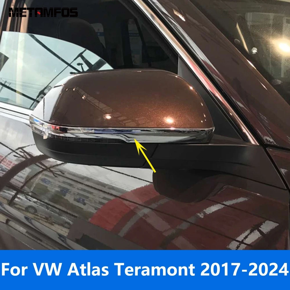 

For Volkswagen Atlas Teramont 2017-2023 2024 Chrome Side Door Rearview Mirror Strip Cover Molding Trim Accessories Car Styling