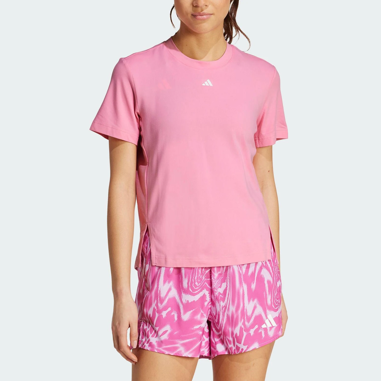 

Adidas Официальный оригинальный женский дышащий тренировочный прочный круглый вырез с коротким рукавом 2025 JZ0801