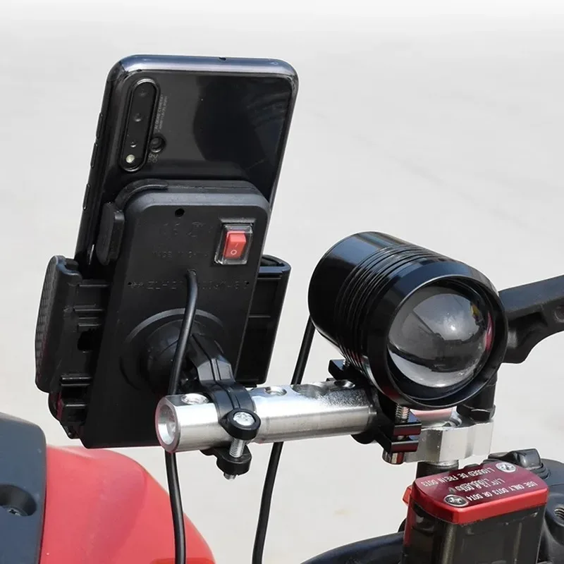 Braket Ekstender Penyangga Cermin Belakang Multifungsi dari Aluminium untuk Sepeda Motor, Skuter, ATV, Penyangga Lampu Sorot, dan Tempat Ponsel