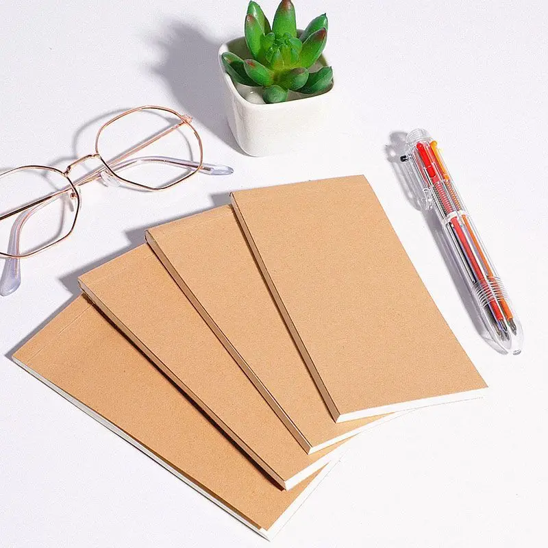 

4 шт., блокнот из воловьей кожи с обложкой, блокнот с планом тебя, блокнот для заметок, офисные и школьные принадлежности, 50 листов, плавное письмо