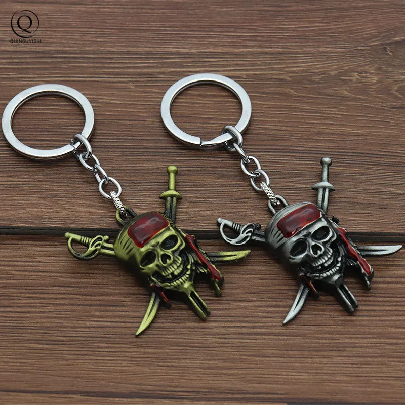 Piratas do Caribe Chaveiros Capitão Jack Pardal Máscara Cabeça de Crânio Chaveiro Chaveiro Moda Porta-chaves para Fãs de Filme Presente