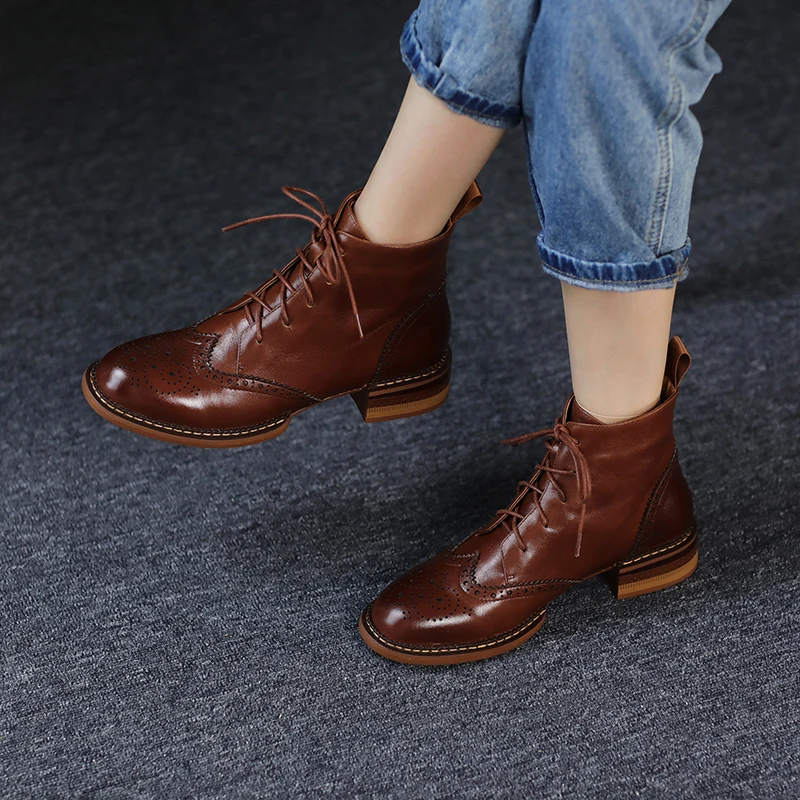 2024 New Autumn Women Shoes Lace-up Chelsea Women Boots Winter Block Ankle Boots for Women Zapatos De Mujer Womens Chunky Boots