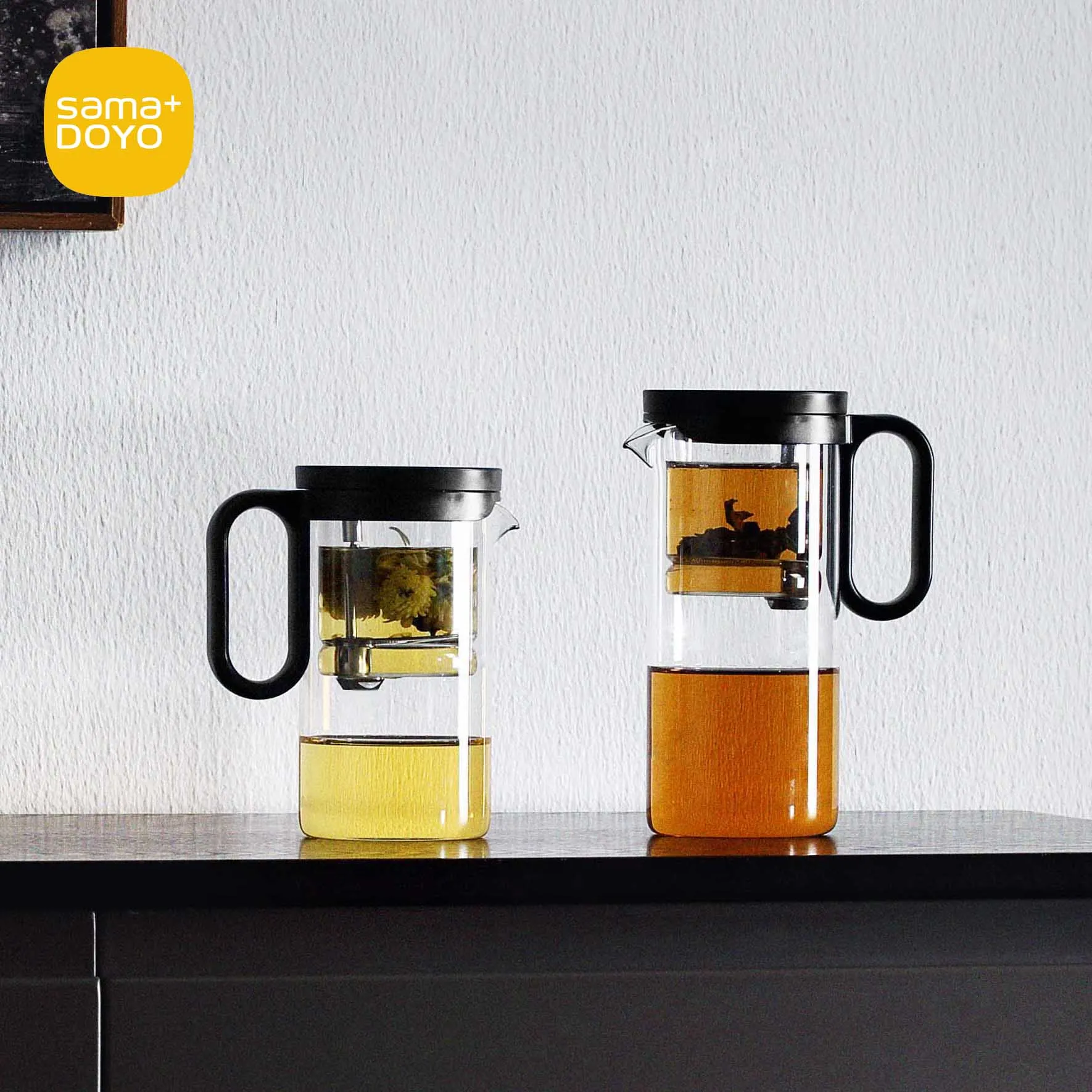 Samadoyo - Integrated Glass Teapot with One-Touch Tea Strainer, Heat-Resistant (500ml/700ml)​​