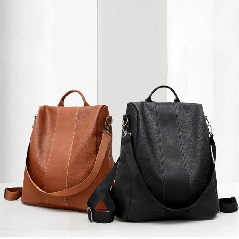 Woman Anti-theft Backpack Bag Casual Wild Soft Leather Dual-use Large Capacity Backpack Mujer Bolsa Feminina Sac Main Femme