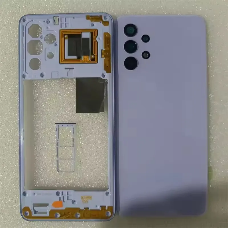 Custodia del telefono per Samsung Galaxy A32 4G A325 Telaio centrale + Copertura posteriore della batteria Pannello Coperchio Porta posteriore + Obiettivo della fotocamera Parti di riparazione