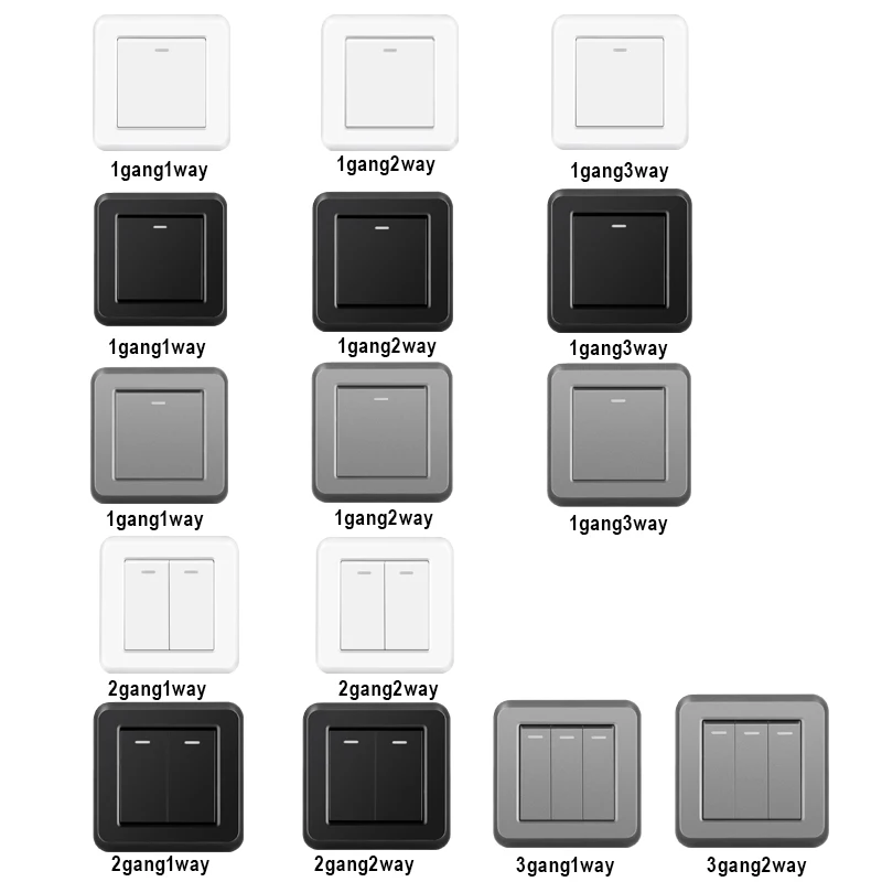 Novski - 1 Gang 1/2 /3Way Stair Switch, Flame retardant Plastic panel, Rocker Light Switch, On / Off Switch, Toggle Wall Switch