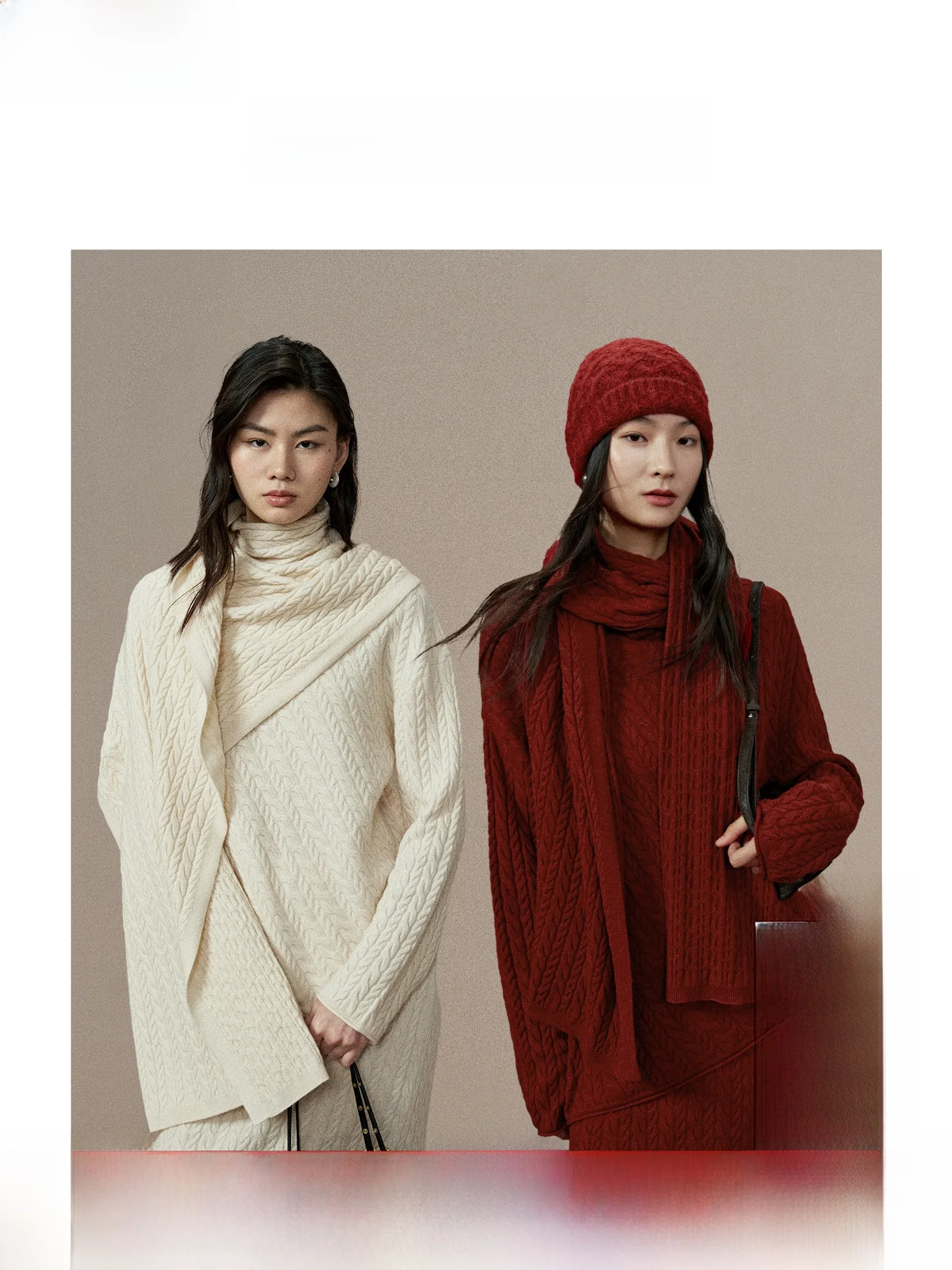 

ZhiZhi Knitted Set-Overhead Sweater f Skirt Scarf Set Winter New Sle Soft Wool Blend Long Sve Ele Loose Fit Women...