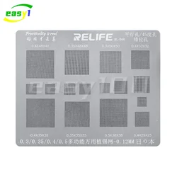 RELIFE Multi-Purpose BGA Stencil for 0.3/0.35/0.4/0.5/Parallel/45 Degree Hole Universal Solder BGA Reballing Stencil Solder Net