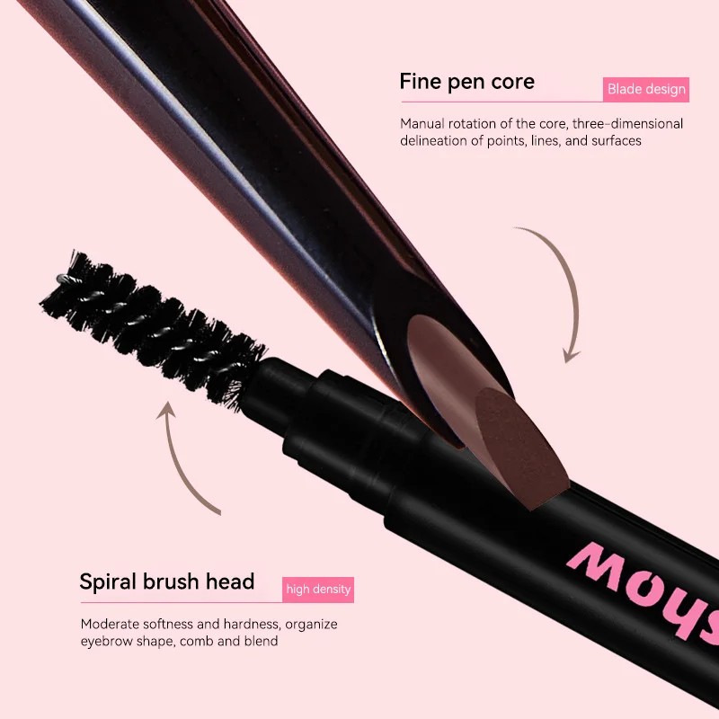 카카쇼 듀얼 헤드 아이브로우 펜슬, 자연스러운 컬러 디스플레이를 위한 브러쉬 헤드 포함, 와일드 아이브로우 메이크업, 워터프루프 및 오래 지속