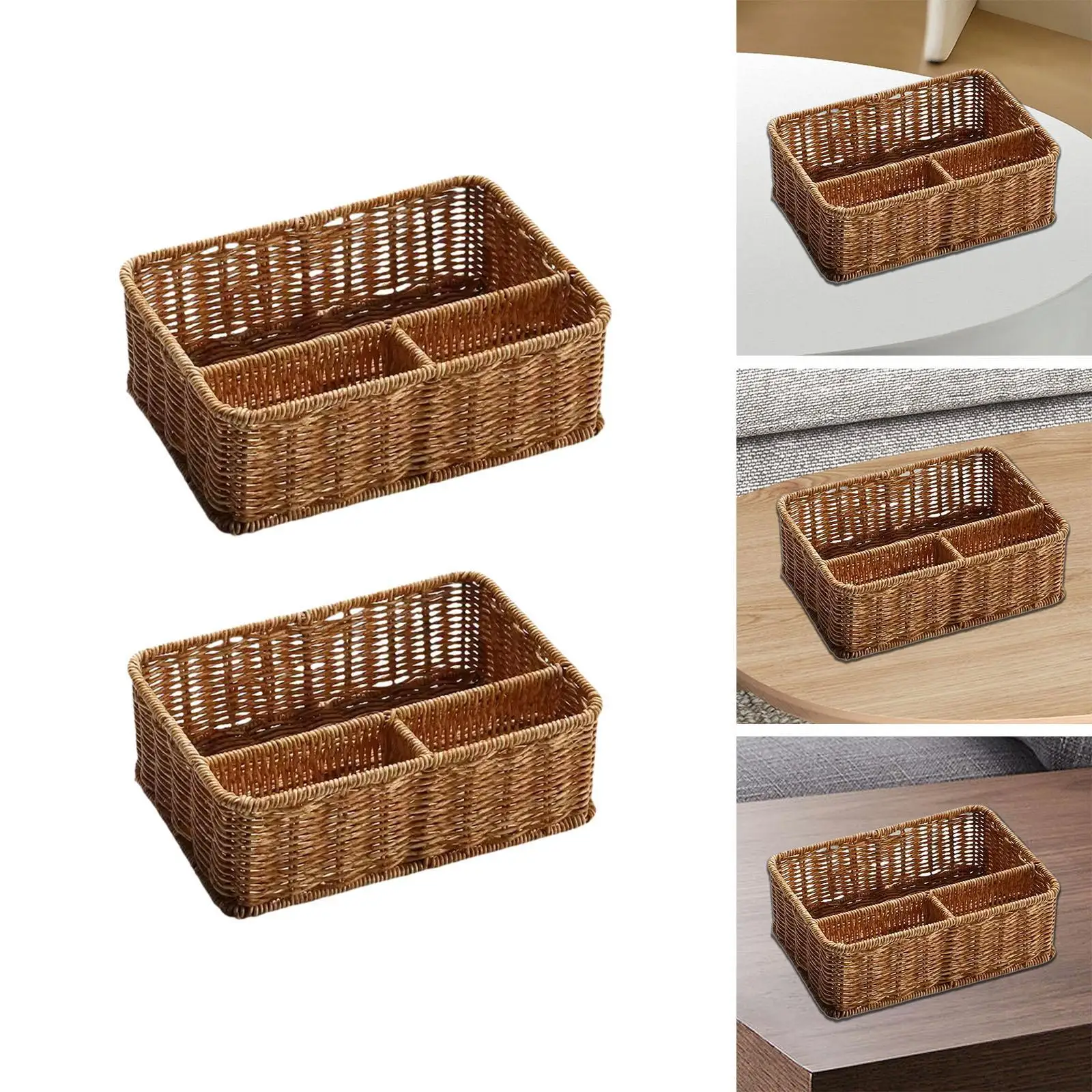 Storage Basket with 3 Compartments Keep Tidy Multifunctional Divider Cosmetic