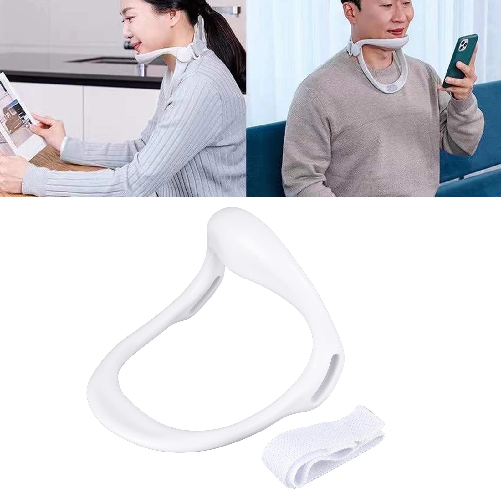 Neck Brace Stretcher Cervical Traction Device Cervical Collar Posture Corrector PP Neck Support with Bandage for Office Students