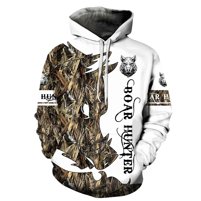 Animal Wilderness novità felpa con cappuccio da uomo stampata in 3D con cappuccio cacciatore di cinghiale Plus Size Street Wear Pullover abbigliamento sportivo Casual