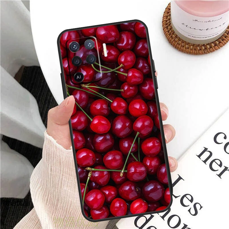 Casing Buah Musim Panas Ceri Merah untuk Oppo A98 A58 A78 A18 A38 A60 A80 A40 A77 A57 A17 A74 A54 A94 A96 A76 A16 A15 A5 Pro