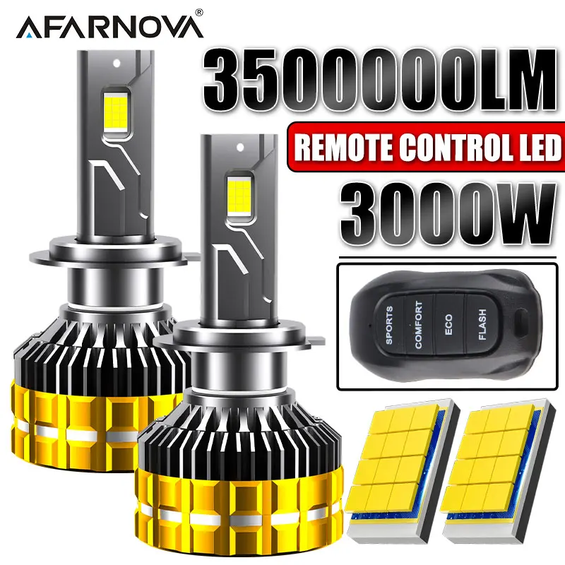 

H7 LED Headlight H11 H4 Car Bulb Canbus 4-Gear High power LED 3000W 3500000LM 6000K Turbo For Car Light H9 H1 9005 HB3 HB4 9006