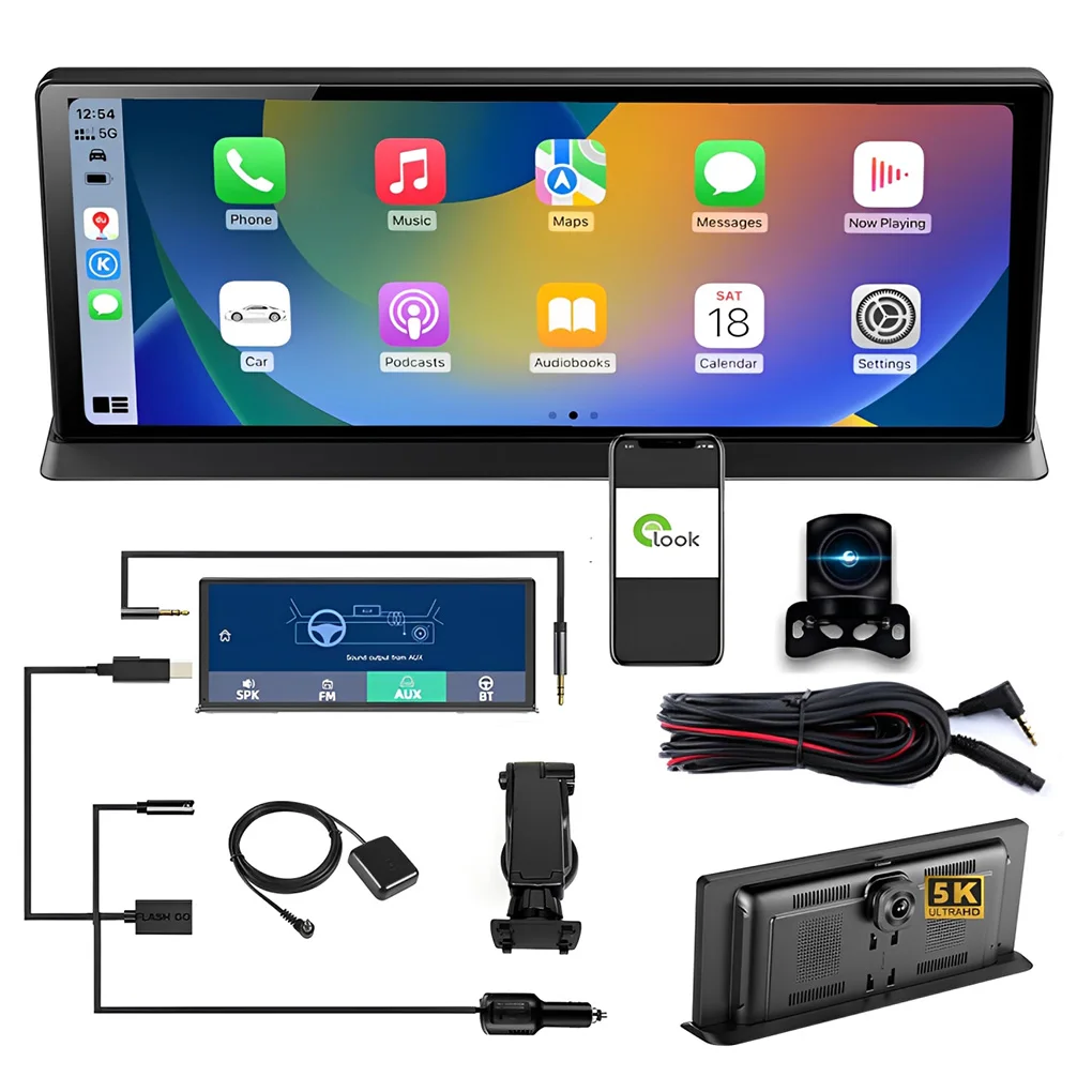 11.3inch Screen Center Console Car Driving Recorder Smart Screen Car HD IPS Full Touch Screen DVR 5K Front 1080P Rear Camera