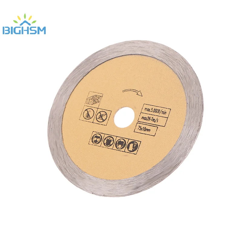 3 Inche Diamond Saw Blade 75mm Stone Cutting Disc Mini Toothless Cut Off Wheel For Marble CeramicConcrete Granite Cutting