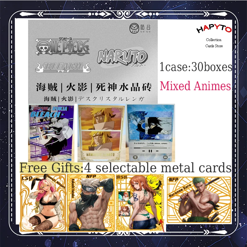 2024 Newest Mixed Anime One Piece Naruto Bleach Crystal Brick Booster Box Luffy Satoru Nanami Sukuna Hobbies Chrismas Gift