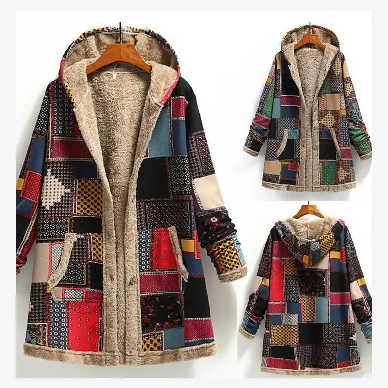 

Warm Cotton Linen Hooded Sweater for Women Printed Cleanfit Style Winter Outerwear Female Target Group Glossy Finish