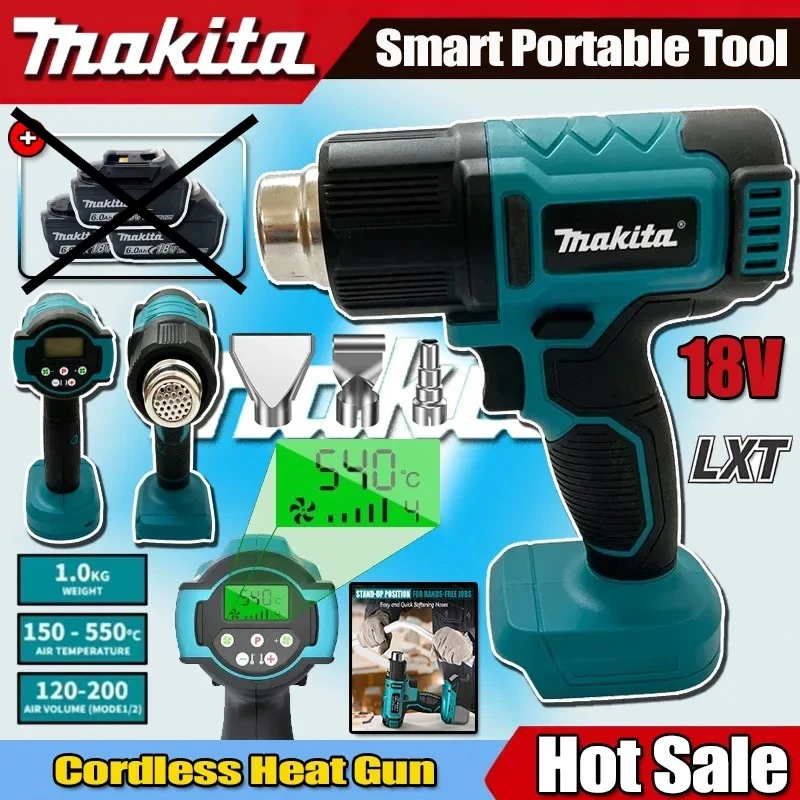 

Макита 550 ° Беспроводной термофен с контролем температуры, LED-дисплеем и функцией пайки, 18В