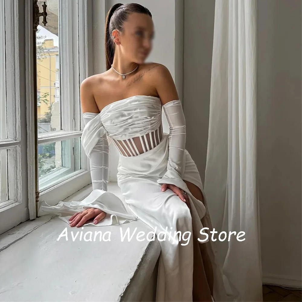 Customized Elegant Mermaid Long Ivory Wedding Dresses Floor-Length Sweep Train Bridal Gown Women Vestidos De Novias 2025