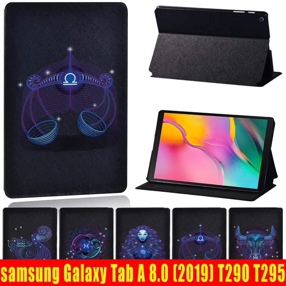 Zodiac Tablet Case for Samsung Galaxy Tab A (2019) T290 T295 New Drop Resistance Flip Leather Stand Cover Case 8 Inch + Pen