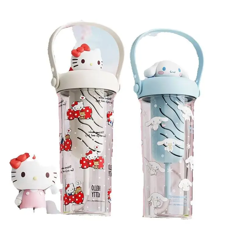 

Милая бутылка для воды Hello Kitty с соломинкой, большой емкости, портативная, герметичная, для фруктового чая, для дома и путешествий