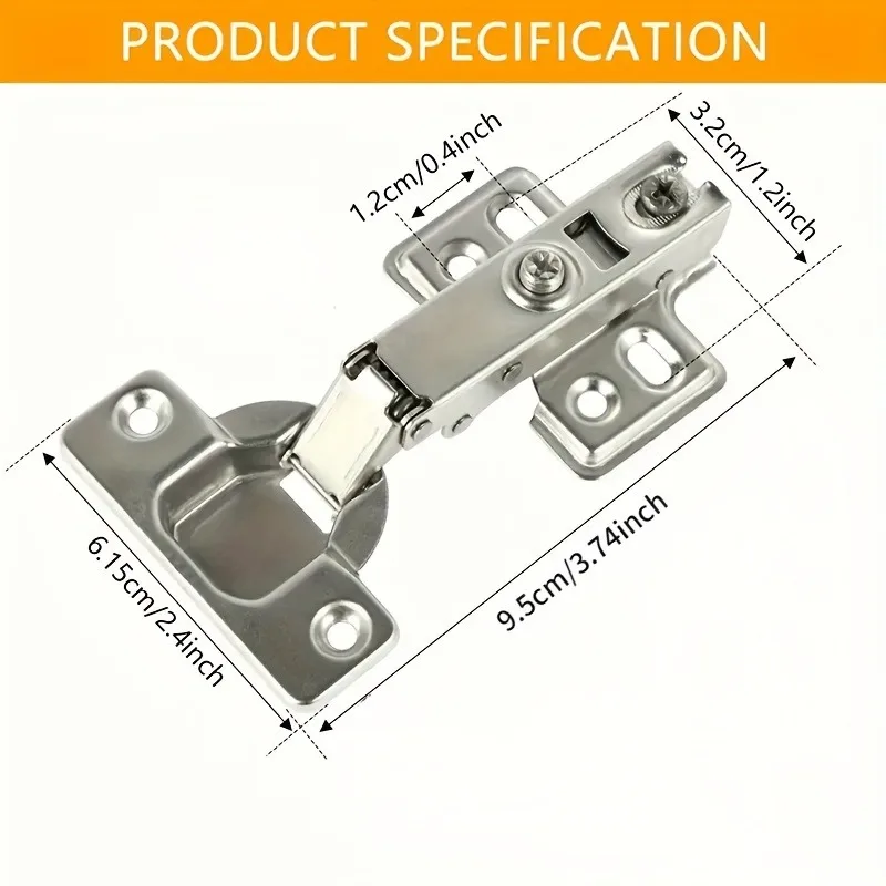 Cupboard Hinges – Full Overlay Soft Close, Cold Rolled Steel, 95°-105° Opening, 35mm Bend for Kitchen Cabinet with Screws