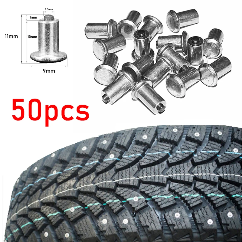 50PCS Spikes Für Auto Reifen Winter Lugs Schraube Schuh Spikes Anti-Slip Für Auto Motorrad SUV ATV Lkw 9x11mm Rad Ketten
