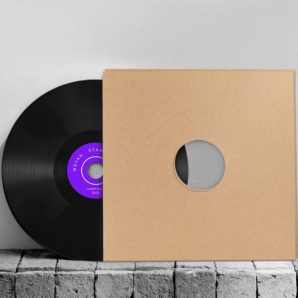 New 7/10 Inch Vinyl Records Sleeve Kraft Paper Reusable LP Vinyl Record Cover Square Outer Record Sleeves