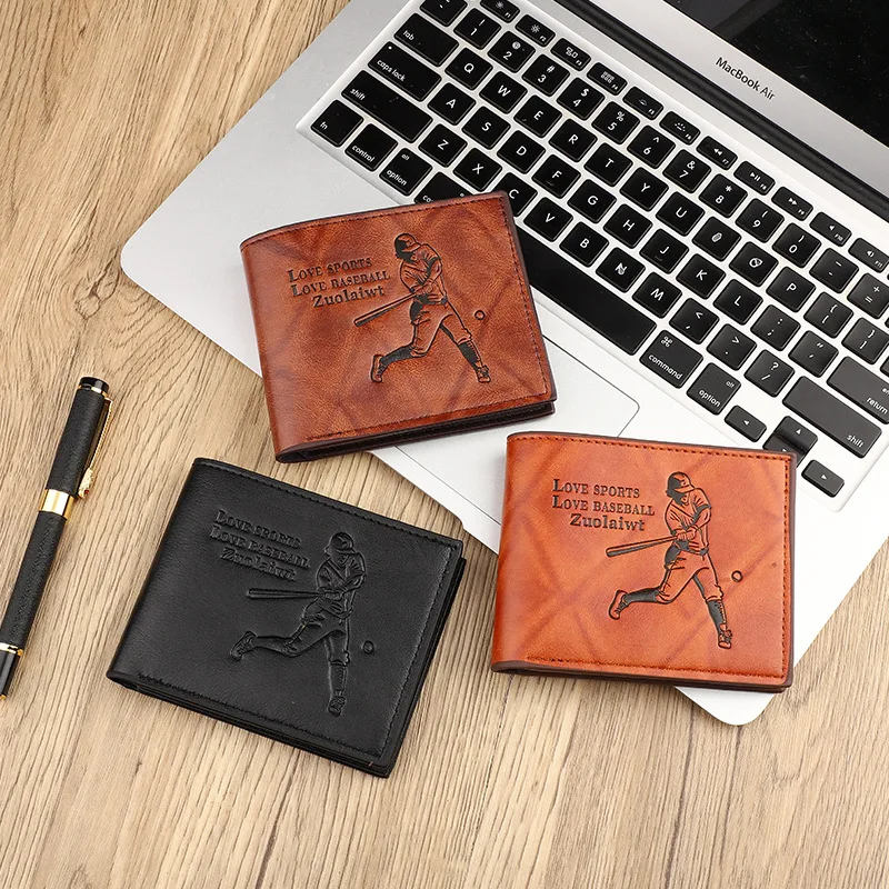 

New Short Wallet For Men Baseball Sports Man Leisure Man's Card Holders Male Slim Mini Bags Leather Money Clips Boy Wallet C276