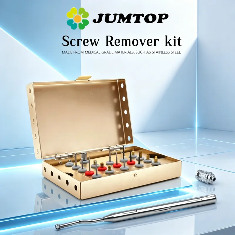 

JUMTOP Dental Implant Removal Kit Damaged Screw Extractor Set Universal Implant Prosthetic Kits