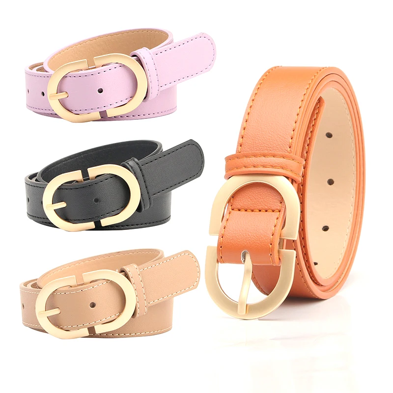 

Metal Pin Buckle Leather Women Casual Minimalist Leather Belt Denim Jeans Belt