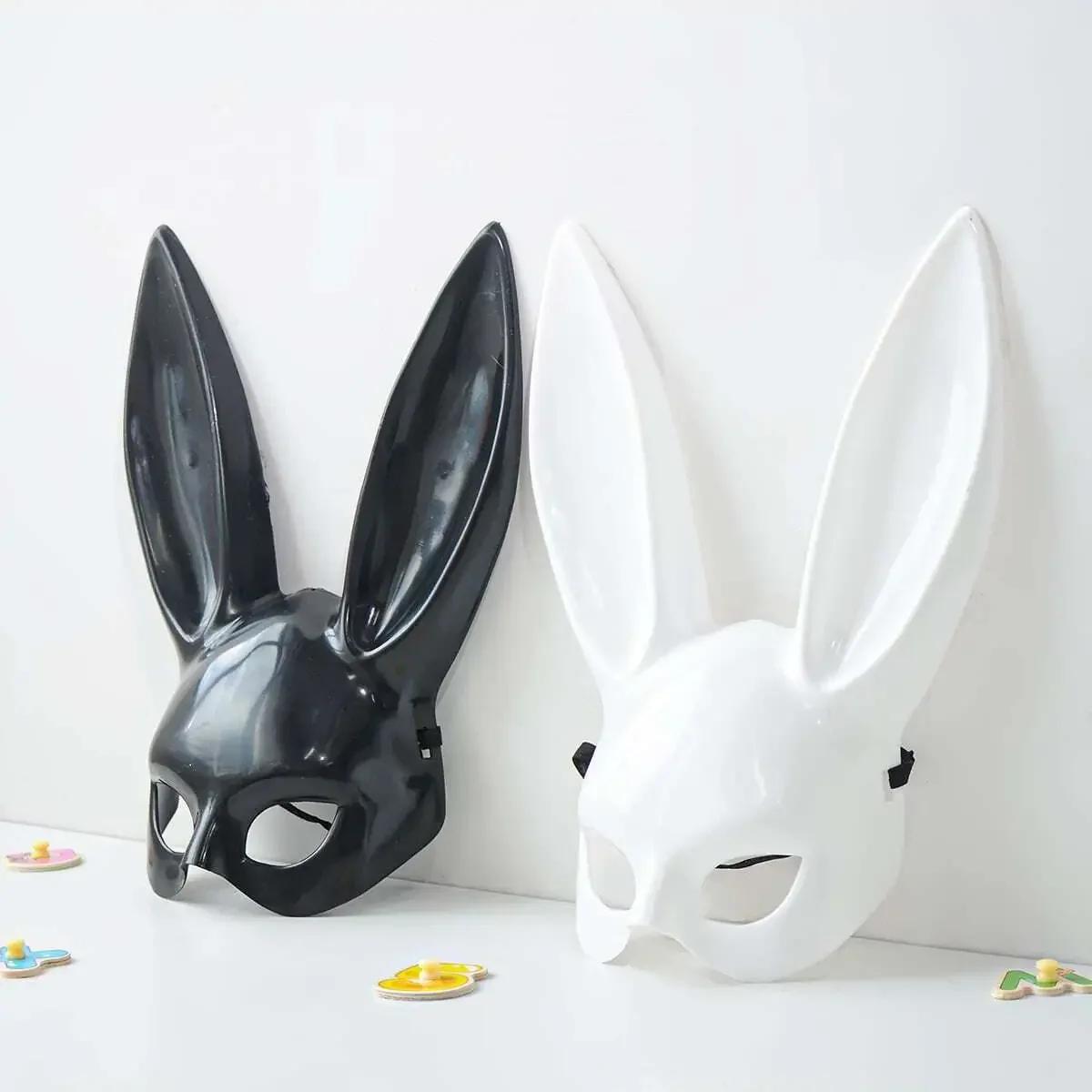 

Black White Rabbit Mask Halloween Party Decoration Party Long Ears Rabbit Bunny Mask Costume Cosplay
