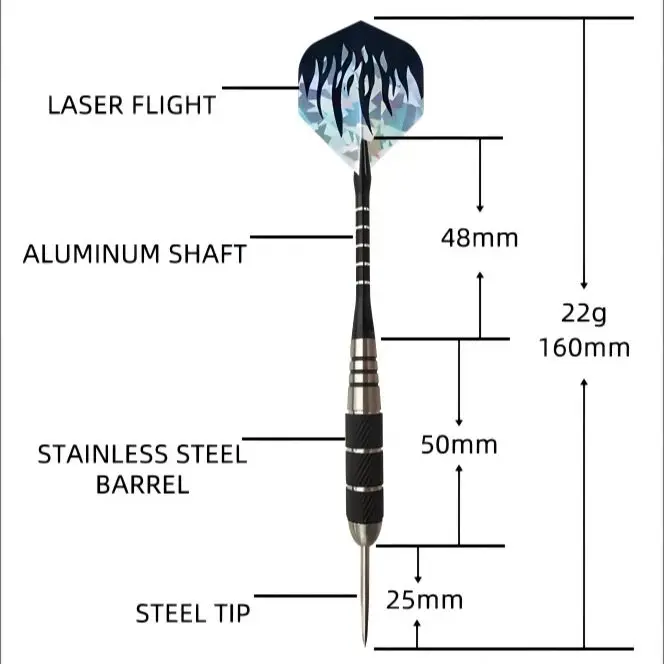 WEDARTER 3pcs 22g darts hard darts needle set stainless steel aluminum shaft three sets of laser dart leaves