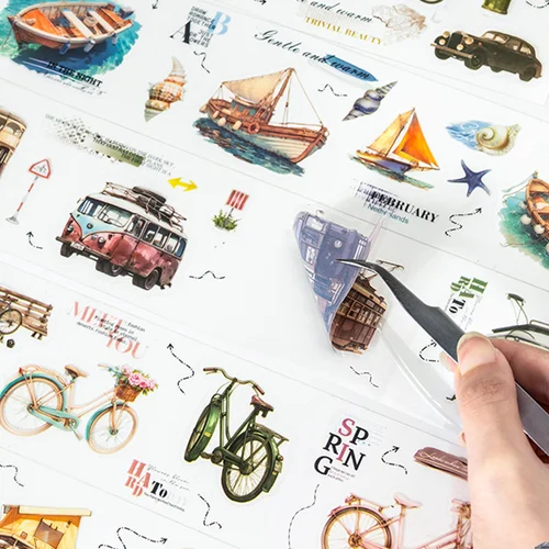 Imagen 1 del producto Mr. Paper-Cinta adhesiva de transporte, 1 rollo, cinta de paisaje PET, registro, gastos de viaje en el hogar, accesorios de decoración de libros de mano