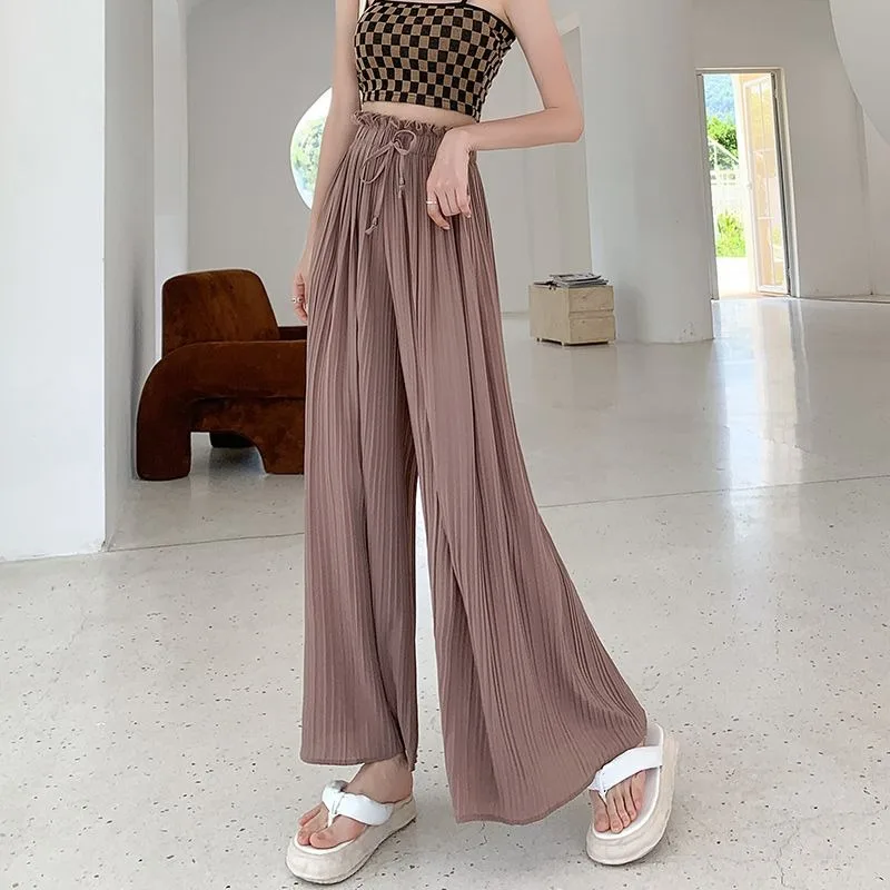 

2023 New 40.00 Kg-110.00 Kg Wearable Loose large Size Women Wide-Legged Pants Skirt Stylish Casual High-waisted Nine-point Pants