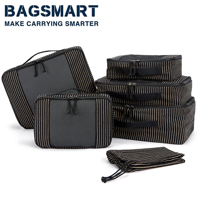 BAGSMART Packing Cubes for Suitcase Foldable Men Travel Cubes 6Pcs Wrinkle Free Suitcase Organizer Bags Women Luggage Packing